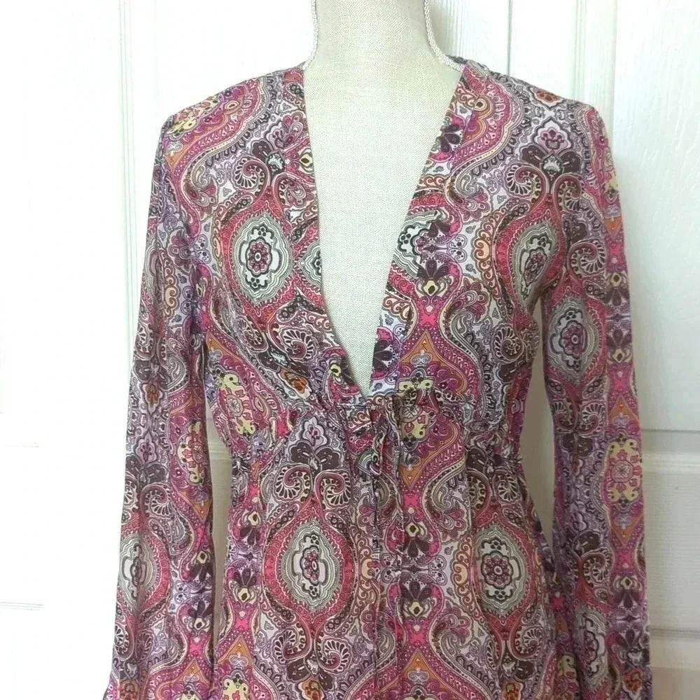 Athleta Paisley Pink and Brown Swim Cover up